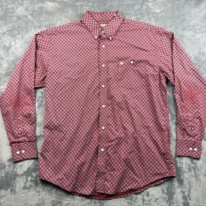 Wrangler Western Dress Shirts Men's XL Button Up Leaf Shapes Design Long Sleeve